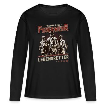 Freiwillige Feuerwehr Lebensretter - Frauen Premium Bio Langarmshirt - Schwarz - Vorne - Julia (174cm)