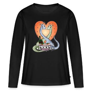 Dîner Dino - T-shirt manches longues Premium bio Femme - noir - Devant - Julia (174cm)