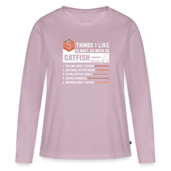 Wels Fishing Dicton - T-shirt manches longues Premium bio Femme - rose poudré - Devant - Julia (174cm)