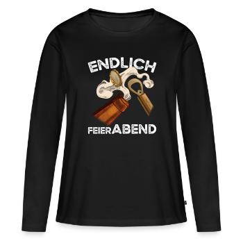 Endlich Feierabend Bier - Frauen Premium Bio Langarmshirt - Schwarz - Vorne - Julia (174cm)
