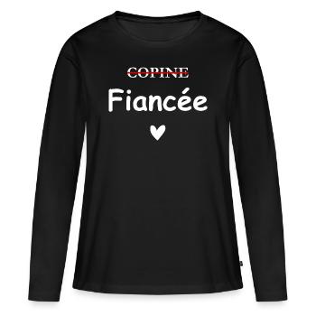 fiancée - T-shirt manches longues Premium bio Femme - noir - Devant - Julia (174cm)