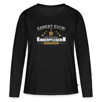 Kinderpflegerin - Frauen Premium Bio Langarmshirt - Schwarz - Vorne - Julia (174cm)