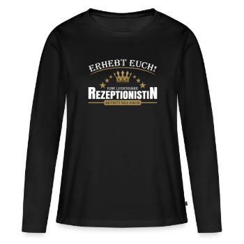 Rezeptionistin - Frauen Premium Bio Langarmshirt - Schwarz - Vorne - Julia (174cm)