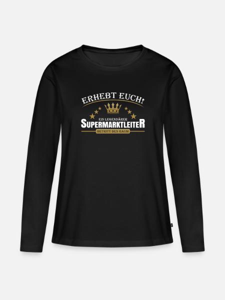 Supermarktleiter - Frauen Premium Bio Langarmshirt - Schwarz