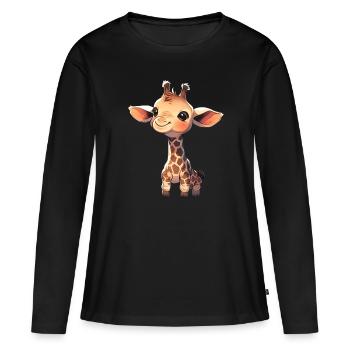 Giraffe - Frauen Premium Bio Langarmshirt - Schwarz - Vorne - Julia (174cm)