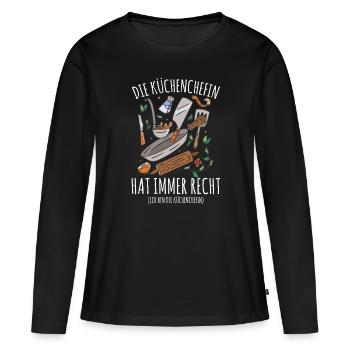 Küchenchefin - Frauen Premium Bio Langarmshirt - Schwarz - Vorne - Julia (174cm)