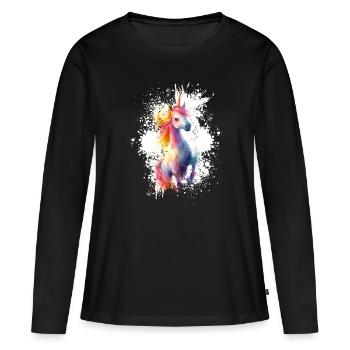 Einhorn Fabelwesen - Frauen Premium Bio Langarmshirt - Schwarz - Vorne - Julia (174cm)