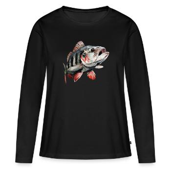 Perche - T-shirt manches longues Premium bio Femme - noir - Devant - Julia (174cm)