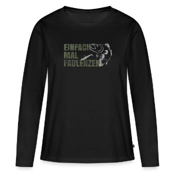Einfach mal Faulenzen - Frauen Premium Bio Langarmshirt - Schwarz - Vorne - Julia (174cm)