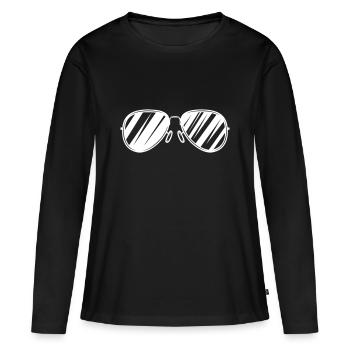 sonnenbrille - Frauen Premium Bio Langarmshirt - Schwarz - Vorne - Julia (174cm)