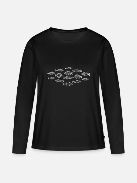 Angeln - Frauen Premium Bio Langarmshirt - Schwarz
