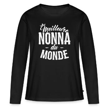 Fête des Mères Meilleure Nonna du Monde - T-shirt manches longues Premium bio Femme - noir - Devant - Julia (174cm)