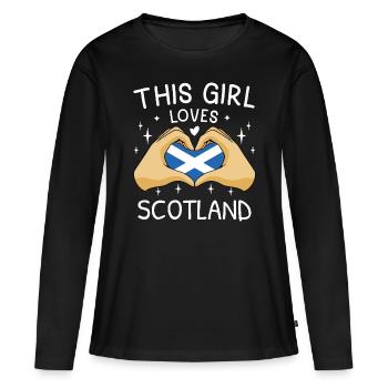 Écosse Drapeau écossais Alba GB Royaume-Uni - T-shirt manches longues Premium bio Femme - noir - Devant - Julia (174cm)