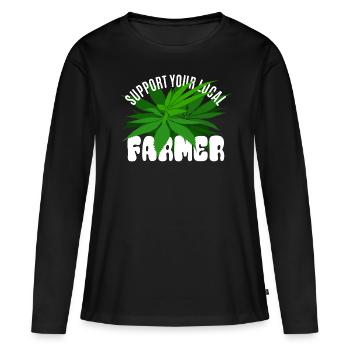 Soutenez votre agriculteur local - Chanvre - T-shirt manches longues Premium bio Femme - noir - Devant - Julia (174cm)