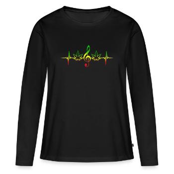 Heartbeat Reggae Ganja Jamaica Rasta Weed Tea - Women's Premium Organic Long Sleeve Shirt - black - Front - Julia (174cm)