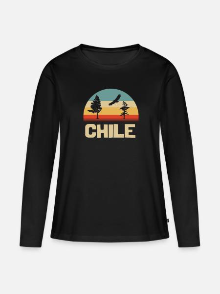 chile natur retro berg - Frauen Premium Bio Langarmshirt - Schwarz