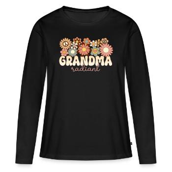 Retro Boho 1970 Mami Formidable Mamie Radieuse - T-shirt manches longues Premium bio Femme - noir - Devant - Julia (174cm)