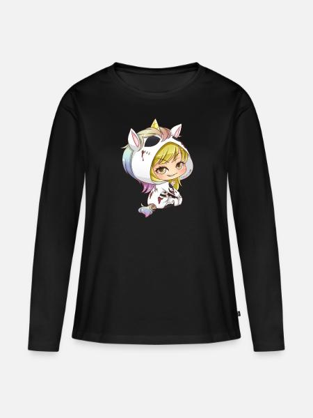 MOSBIES Unicorn Zombie Halloween Idea Gift - Ekologiczna damska koszulka z długim rękawem Premium - czarny