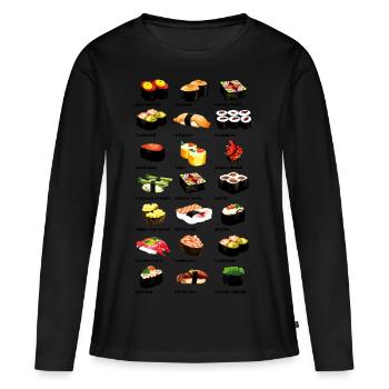 Dîner de sushis - T-shirt manches longues Premium bio Femme - noir - Devant - Julia (174cm)