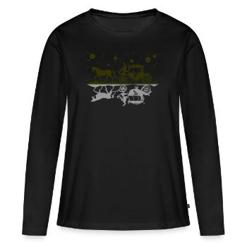 Calèche cheval amour romance - T-shirt manches longues Premium bio Femme - noir - Devant - Julia (174cm)