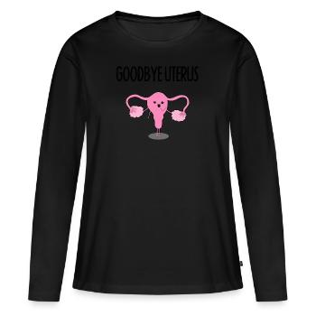 Hystérectomie Ablation de l'utérus de l'utérus OP - T-shirt manches longues Premium bio Femme - noir - Devant - Julia (174cm)