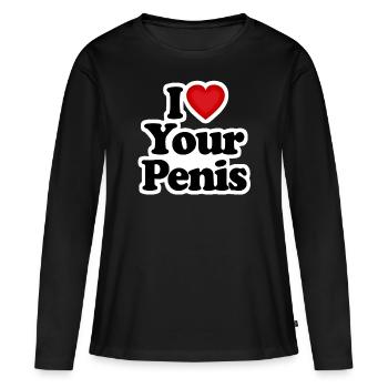 J'AIME VOTRE PÉNIS J'AIME VOTRE PÉNIS - T-shirt manches longues Premium bio Femme - noir - Devant - Julia (174cm)