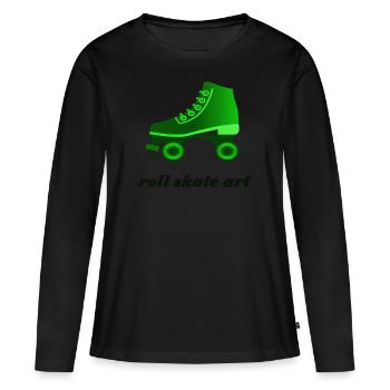 roller skate, roller, sport, loisir, loisir - T-shirt manches longues Premium bio Femme - noir - Devant - Julia (174cm)