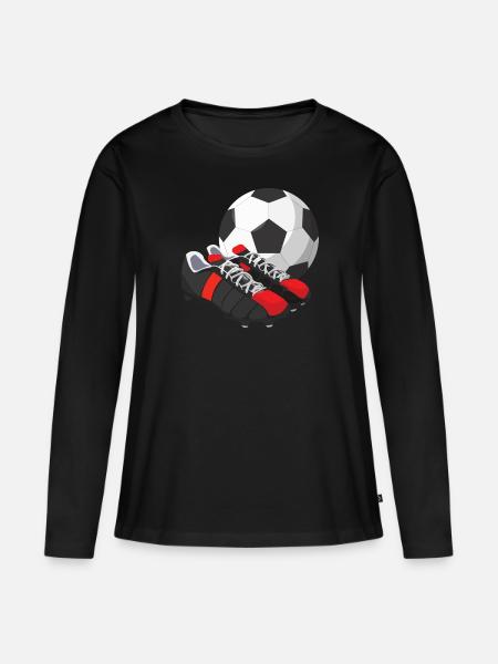 Fussballspiel - Frauen Premium Bio Langarmshirt - Schwarz