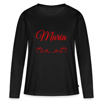 maria, prénom, fille, nom de naissance - T-shirt manches longues Premium bio Femme - noir - Devant - Julia (174cm)