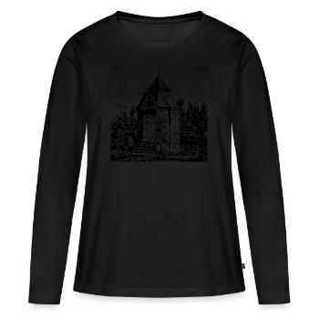Radevormwald historisches Gartenhaus - Heimat - Frauen Premium Bio Langarmshirt - Schwarz - Vorne - Julia (174cm)