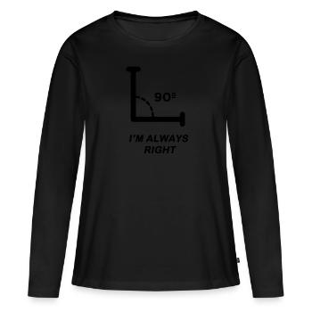 Drôle de maths Angle droit Angle - T-shirt manches longues Premium bio Femme - noir - Devant - Julia (174cm)