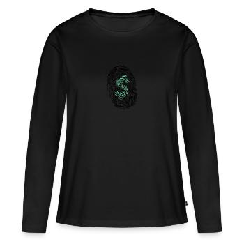 Empreinte digitale argent argent finance capital cadeau - T-shirt manches longues Premium bio Femme - noir - Devant - Julia (174cm)