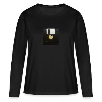 Disquette - T-shirt manches longues Premium bio Femme - noir - Devant - Julia (174cm)