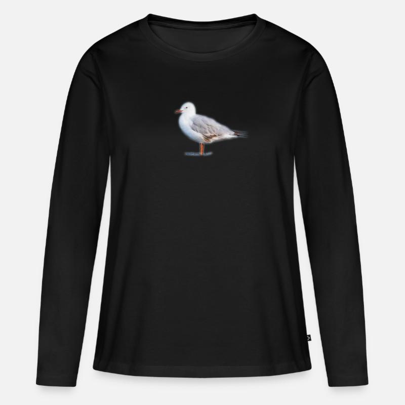 Möwe - Frauen Premium Bio Langarmshirt - Schwarz