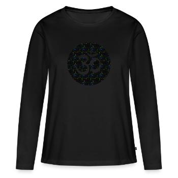 OM - T-shirt manches longues Premium bio Femme - noir - Devant - Julia (174cm)