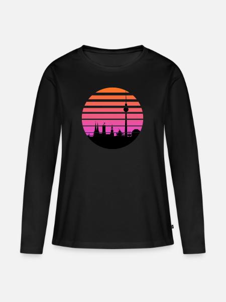 berlin - Frauen Premium Bio Langarmshirt - Schwarz