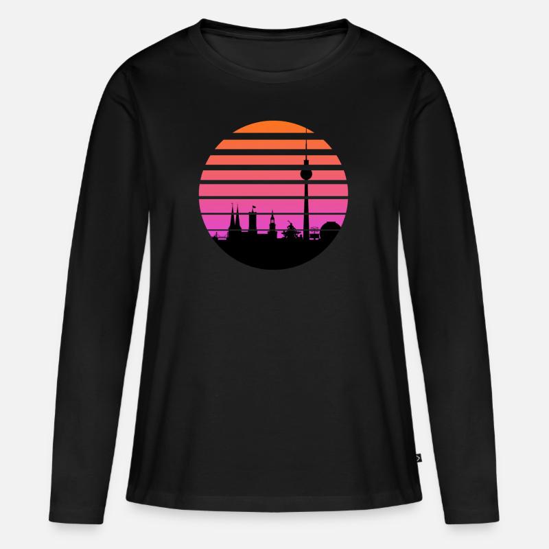 berlin - Frauen Premium Bio Langarmshirt - Schwarz