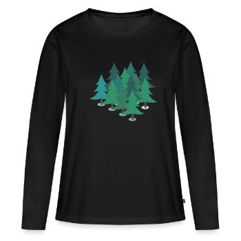 Arbres forestiers sapins sapins - T-shirt manches longues Premium bio Femme - noir - Devant - Julia (174cm)