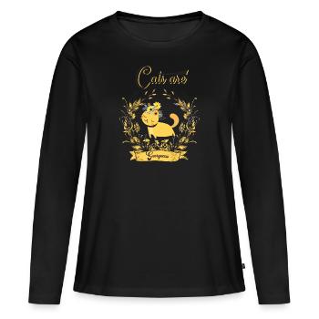 Les chats sont beaux - T-shirt manches longues Premium bio Femme - noir - Devant - Julia (174cm)
