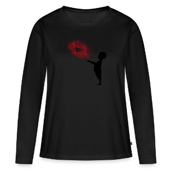 Spread the Love - Frauen Premium Bio Langarmshirt - Schwarz - Vorne - Julia (174cm)