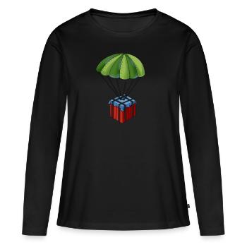 Parachute PUBG des champs de bataille - T-shirt manches longues Premium bio Femme - noir - Devant - Julia (174cm)