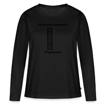 Risque de confusion Chef de projet Idée cadeau Amusant - T-shirt manches longues Premium bio Femme - noir - Devant - Julia (174cm)