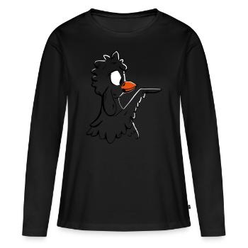 chicken points to the right - Women's Premium Organic Long Sleeve Shirt - black - Front - Julia (174cm)
