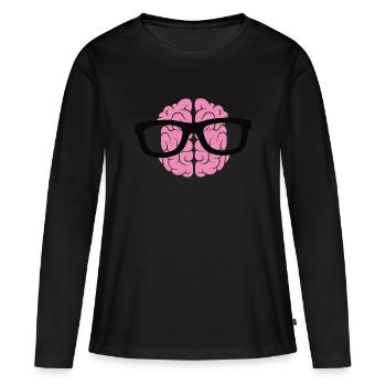 cerveau - T-shirt manches longues Premium bio Femme - noir - Devant - Julia (174cm)