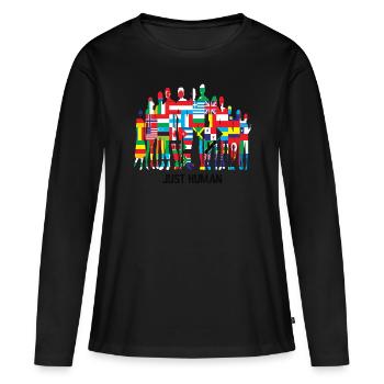 No to racism - Frauen Premium Bio Langarmshirt - Schwarz - Vorne - Julia (174cm)