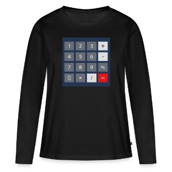 calculatrice de poche - T-shirt manches longues Premium bio Femme - noir - Devant - Julia (174cm)