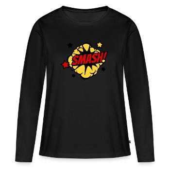 comic smash. - Frauen Premium Bio Langarmshirt - Schwarz - Vorne - Julia (174cm)