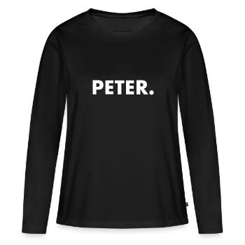 Peter - T-shirt manches longues Premium bio Femme - noir - Devant - Julia (174cm)