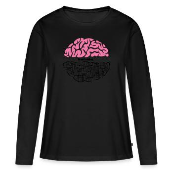 cerveau - T-shirt manches longues Premium bio Femme - noir - Devant - Julia (174cm)