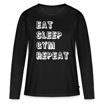 Fitness studio - T-shirt manches longues Premium bio Femme - noir - Devant - Julia (174cm)